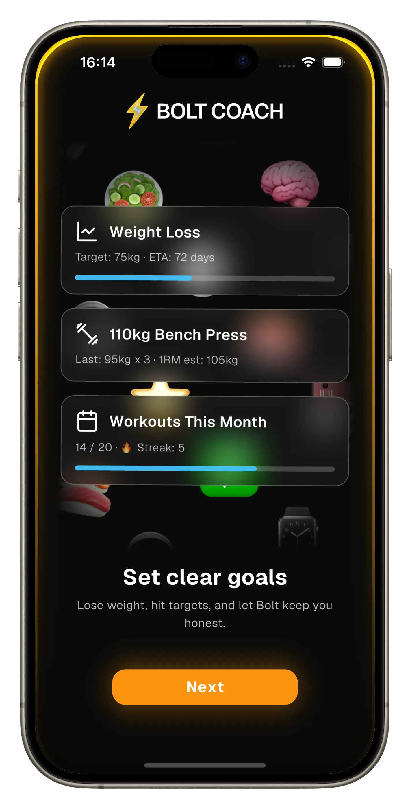 Screenshots showing the creation of a new habit stock with stock ticker symbols and performance charts.